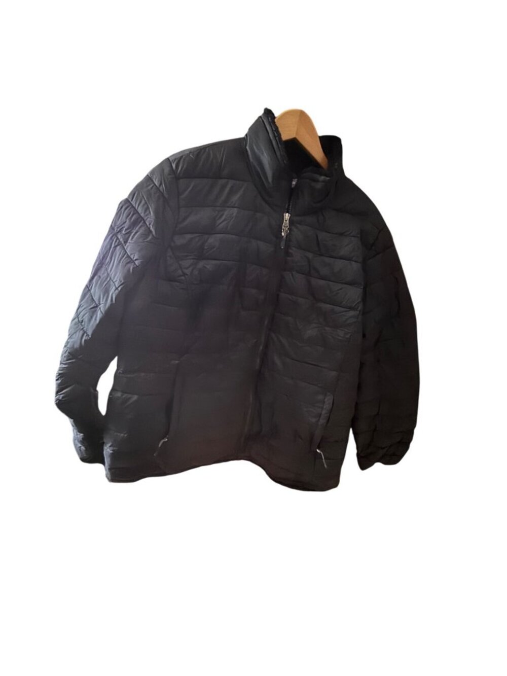 Heatkeep Black Puffer Jacket With Faux Fur Lining Winter Coat Full Zip